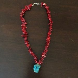 Really interesting beautiful beaded necklace with a stone